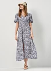 Long navy blue summer dress with flowers SUKDT-0191-17(W24)-02