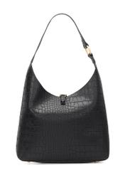 Black women's handbag with croco motif TOREC-1170-9G(W26), product view from the back on a white background.