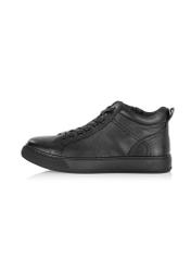 Black leather men's sneakers BUTYM-0466-99(Z25)