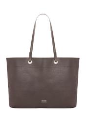 Brown pebbled shopper bag TOREC-1252-1I (Z26). Front view on white background.
