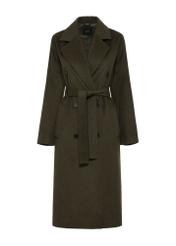 Long olive women's wool coat PLADT-0058-57(Z24)-05