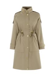 Women's olive colored coat with a button closure KURDT-0353-57(W22)-05