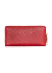 Red leather women's wallet PORES-0800R-42(Z25) - product view from the back on a white background.