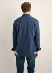Men's navy blue cotton shirt KOSMT-0363-7E(Z26), product view from the back on the model. Half of the silhouette visible.