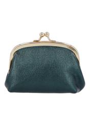 Green women's leather coin purse PORES-1031-8C(Z26), rear view on a white background.