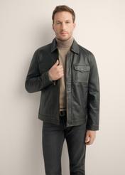 Black men's vintage leather jacket KURMS-0381-2870-9J(Z26)