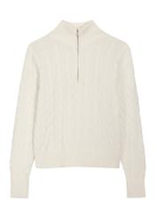 Cream cotton women's sweater SWEDT-0285-0B(Z26), front product view on white background.