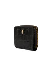 Black women's croco wallet PORES-0888B-99(Z25), diagonal product view on white background.