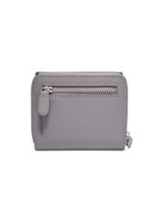 Graphite small leather women's wallet PORES-1025-9D(Z26) - product view from the back, on a white background.