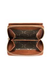 Small women's leather wallet in cognac color PORES-0963-1F(W26), product view inside on white background.