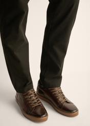 Dark brown leather men's sneakers BUTYM-0405C-1I(Z26)