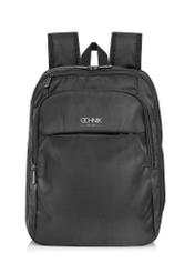 Black men's backpack with laptop pocket TORMN-0264C-99(Z25), front product view on white background.