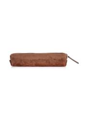 Suede brown small pencil case PORES-0855-90(W23)-04