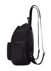 Black women's backpack with pockets TOREN-0350-99(Z26) - side view of the product, on a white background.