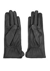 Women's brown leather gloves REKDS-0001A-1I(Z26), product view from the back on a white background.
