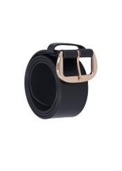 Black wide leather women's belt PASDS-0349-99(Z26), diagonal product view on white background.