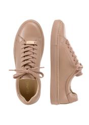 Women's pink leather sneakers BUTYD-1068-5D(W26), product view from above on white background.