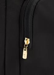 Black large women's backpack TOREN-0321-99(Z25), close-up of the product zipper, view on a white background.