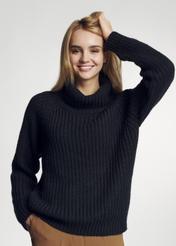 Black women's oversize turtleneck SWEDT-0143-99(Z21)-02