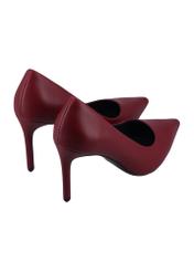 Red leather women's high heels BUTYD-1131A-4B(W26), product view from the back on a white background.