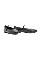 Women's black leather ballet flats BUTYD-1205-99(Z25), diagonal product view on a white background.