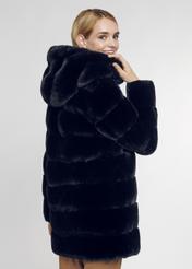 Women's artificial fur coat with hood FUTDP-0001-99(Z21)-04