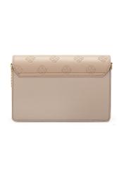 Dark beige women's handbag with monogram TOREC-0536-1K(W26), product view from the back on a white background.