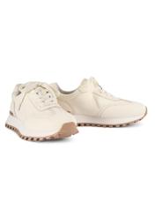 Women's leather sneakers in cream color BUTYD-1270-0B(W26), diagonal product view on a white background.