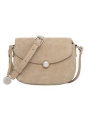 Small women's suede handbag in cool beige TORES-1405-1K(Z26). Front view on a white background.