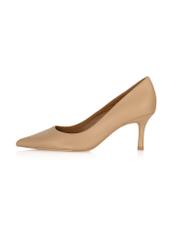 Beige leather women's pumps BUTYD-1031A-1B(W26), side product view on white background.