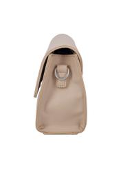 Small women's handbag made of ecru imitation leather TOREC-1324-0B(Z26), side product view, on a white background.