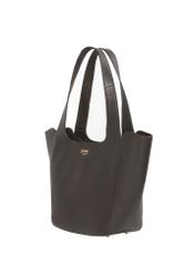 Dark brown leather women's shopper bag TORES-1340-1I(Z26), angled product view on a white background.