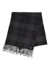 Men's gray checkered scarf SZAMT-0092-9B(Z26), front product view on white background.