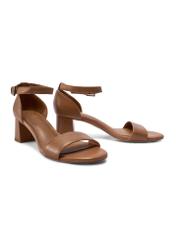 Women's leather sandals in camel color BUTYD-1179-1D(W26), diagonal product view on a white background.
