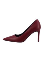 Red leather women's high heels BUTYD-1131A-4B(W26), product view from the side on a white background.