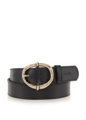 Women's black leather belt PASDS-0273-99(W23)-01