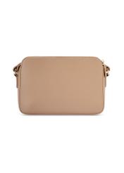 Beige small women's handbag TOREC-1175-1D(W26) - product view from the back, on a white background.