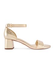 Women's gold leather sandals BUTYD-1179-2X(W26), side view of the product on a white background.