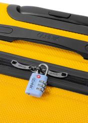 Blue TSA combination padlock AW-015-0003-61(W25), product view on suitcase on white background.
