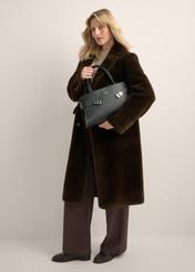 Elegant black women's handbag with decorative clasps TOREC-1374-9I(Z26)