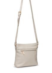 Cream leather women's shoulder bag TORES-0896C-12(W25) - diagonal view of the bag on a white background.