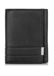 Black leather men's wallet with snap closure PORMS-0549A-99(Z25), front product view on white background.
