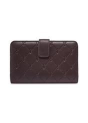 Brown women's wallet with monogram POREC-0391A-1I(Z26), back view of the product on a white background.