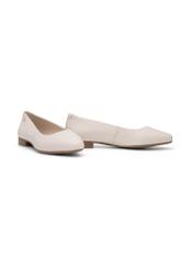Cream leather women's ballet flats BUTYD-1049B-0B(W26), diagonal product view on a white background.