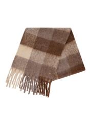 Brown women's scarf with wool SZADT-0234-1L(Z26), front view of the folded product on a white background.