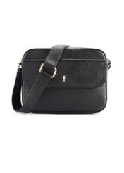 Women's leather black messenger bag TORES-1155-99(Z25) - front product view on white background.