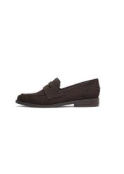 Women's dark brown suede moccasins BUTYD-1299-1I(Z26), side view of the product on a white background.