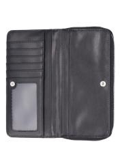 Large women's wallet with decorative stitching POREC-0443-9P(Z26), product view inside on white background.