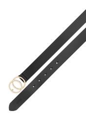 Black women's belt with croco motif PASDS-0172E-99(Z25), view of the beginning and end of the product on a white background.
