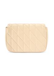 Cream women's handbag with stitching TOREC-1151-0B(W26) - product view from the back, on a white background.